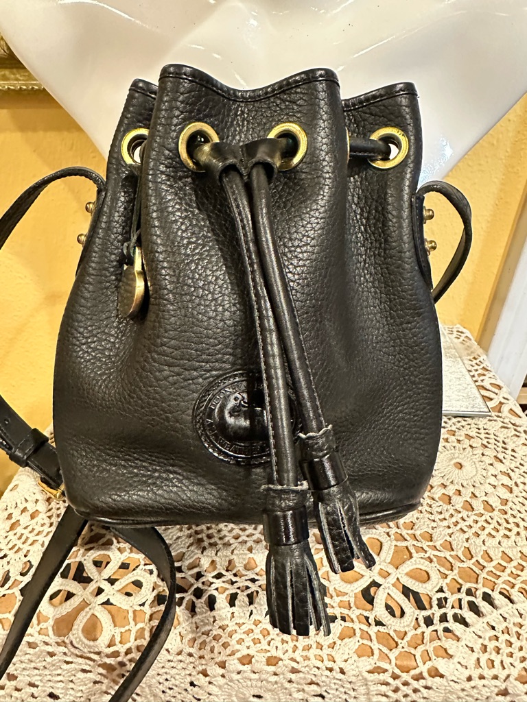 Vintage 90's/Y2k Dooney & Bourke Mini Bucket Bag Black Pebbled Leather